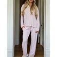 thumbnail image 4 of Rdhnmea Women 2 Piece Floral Pajamas Lounge Set Y2K Long Sleeve Shirt Wide Leg Pants Sleepwear Pj Matching Sets, 4 of 9