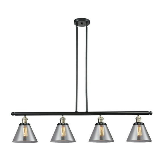 Innovations 4-LT LED Large Cone 48" Island-LT LED - Black Antique Brass - 214-BAB-G43-LED
