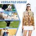 thumbnail image 6 of Chririnla Pumpkin Highland Cow Quick Dry Women's Golf Shirt Collared Long Sleeve 1/4 Zip Tennis Shirts for Women Tank Top Polo Pickleball Outfits for Golfing Tennis Workout,M, 6 of 7
