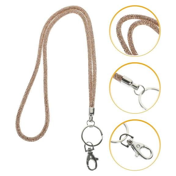 GOOHOCHY 1Pcs Metal Rhinestone Lanyard for Id Badges Office Use Elegant Long and Thin 18.86X0.20X0.20in