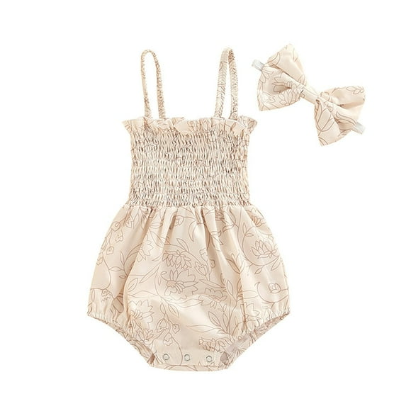Summer Toddler Brother Sister Matching Outfits Boys Girls Floral Sleeveless Romper Headband/Short