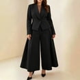 thumbnail image 2 of Women’s 2 Piece Business Outfit Set Lapel Blazer Jacket with High Waist Wide Leg Pants Elegant formal Suit for office Wedding Party Daily Wear S-3XL Black, 2 of 6
