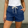 thumbnail image 4 of Women,s Drawstring Denim Shorts - Casual Elastic Waist Pull on Jean Shorts with Pockets for Travel Summer Vacation, 4 of 7