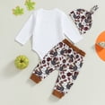 thumbnail image 7 of Okbabeha My First Halloween Baby Boy Girl Outfits Newborn Infant Cutest Pumpkin Romper Oneise Pants Hat Halloween Clothes Set, 7 of 7