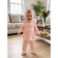 thumbnail image 5 of RUINIXCW Toddler Girl Fall Outfits Lace Trim Long Sleeve Tops and Pants Headband, 5 of 8