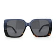 thumbnail image 1 of Womens Squared Butterfly Minimal Rectangular Chic Plastic Sunglasses Blue Tortoise, 1 of 4