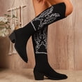 thumbnail image 5 of Embroidered Long Tube Flying Weaver Girl Big Size Thick Heel Denim Boots Retro Ethnic Elastic Boots, 5 of 8