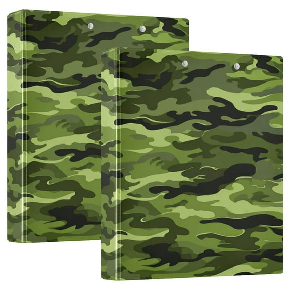 3 Ring Binder 1.5 inch Round Rings with Interior Pockets Binders Organizer Office School 1Pack Army Camouflage