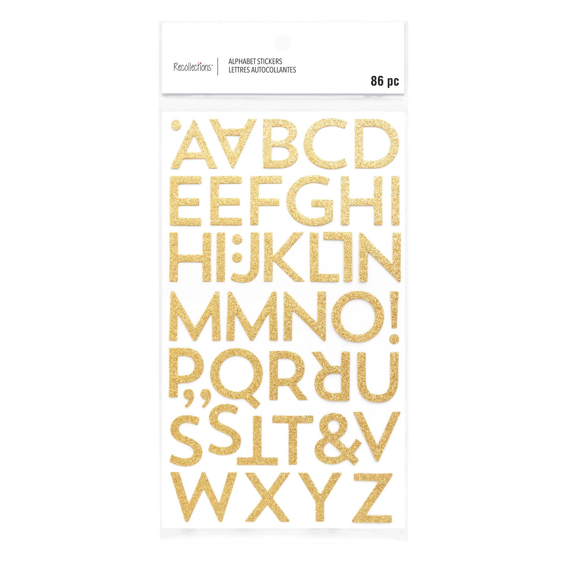 Recollections Gold Glitter Block Alphabet Stickers, 12 Pack