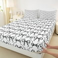 thumbnail image 3 of Manfei Ribbon Bowknot Bowtie Twin Bed Sets,Girl Ribbon Bow Fitted Sheets,White Black Flat Sheet For Kids,Ultra Soft Home Decor,3-Piece, 3 of 7