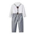 thumbnail image 5 of Toddler Boy Outfits Solid Print Lapel Long Sleeve Shirt Top And Suspenders Trousers Belt 3 Piece Formal Baby Boys' Clothing Sets Size 2-3 Years, 5 of 9
