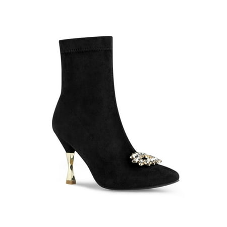 

Allegra K Women s Rhinestone Pointy Toe Stiletto Heels Ankle Boots