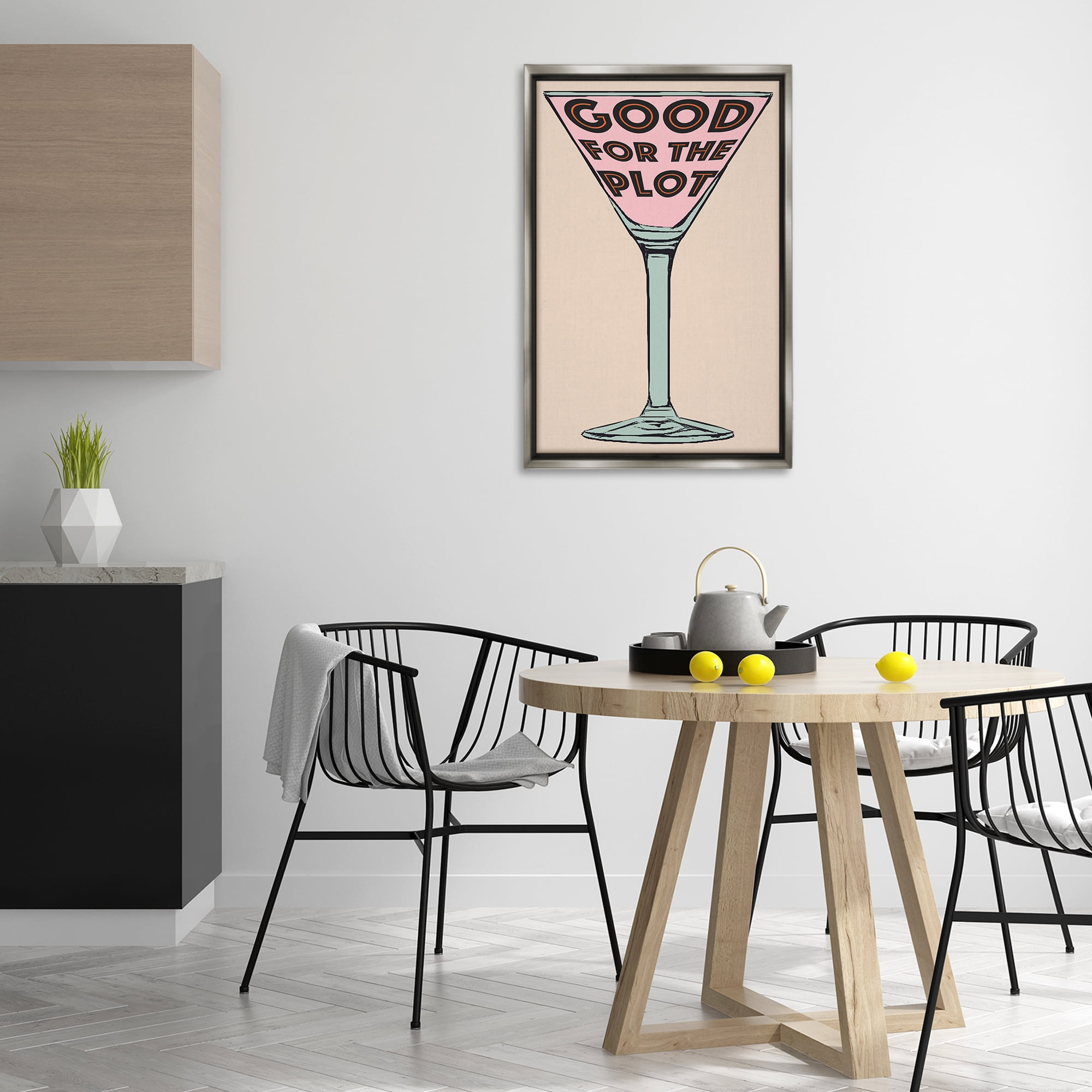 Stupell Industries Good For The Plot Cocktail Food & Beverage Painting Gray Floater Framed Canvas Art Print Wall Art, 21 x 31