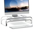 thumbnail image 1 of ERGO COLLECT Acrylic Dual Monitor Stand Riser 2 Tier, Modular Laptop Stand for Desk, Multifunctional Desktop Organizer Shelf for PC, iMac, Printer, D, 1 of 8