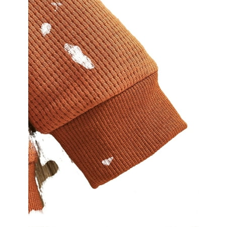 

Letter print Round Neck Pullovers Long Sleeve Rust Brown Baby Sweatshirts (Baby s)
