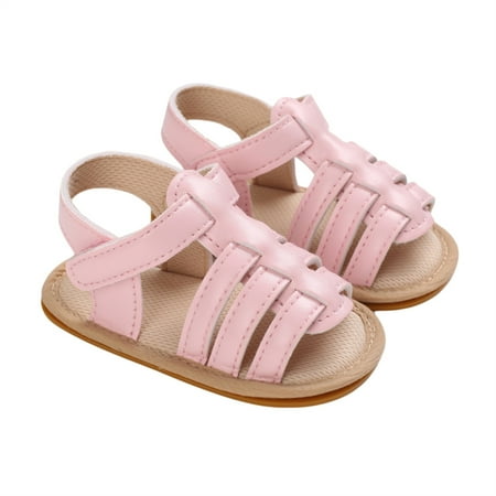 

JINSIJU Infant Baby Summer Sandals Solid Color/Leopard Print Open Toe Non-Slip Casual Breathable Leather Shoes