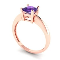 1.0ct cushion cut purple natural amethyst 18k rose gold Bridal Wedding Engagement Promise Anniversary Ring for Women size 3.5