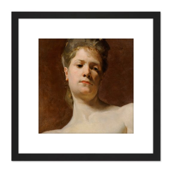 Sargent Blonde Model C1877 Painting 8X8 Inch Square Wooden Framed Wall Art Print Picture with Mount