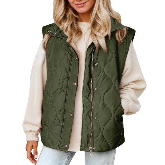 Gaexia Vest for Women ,Quilted Vest for Women Cold Weather Outerwear Lightweight Warm Sleeveless Jacket Layering Comfort
