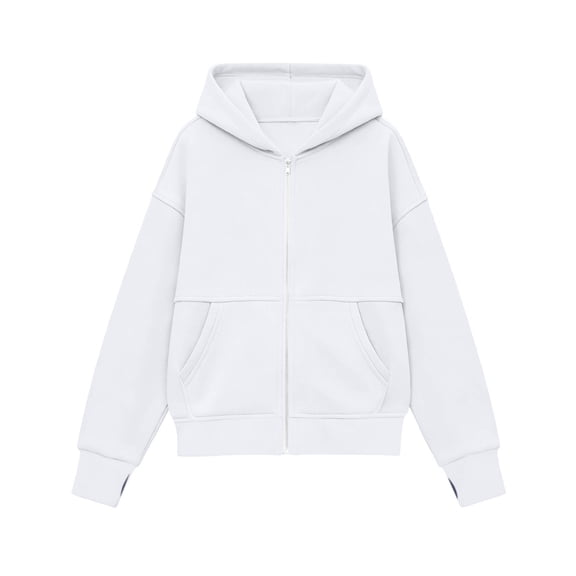 BLVB Kids Zip up Hoodie Sweatshirt Full Zipper Hooded Jacket Boys Girls Fall Winter Fashion Outfits with Pockets(White,14-15 Years)