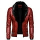 thumbnail image 2 of Chaqueta de cuero de motocicleta resistente al viento gruesa de algodón con remaches y cuello de piel desmontable estilo punk para hombre, 2 of 5