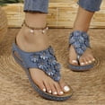 thumbnail image 6 of Xfvqtps Wedge Sandals for Women Flip Flops Slide Flower Decor Arch Support Non Slip Soft Sole Comfortable Breathable Casual Walking Summer Shoes Blue, 6 of 7