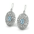 thumbnail image 2 of 7X5MM Oval Shape Blue Topaz 925 Silver Filigree Teardrop Valentines Day Gifts Women Earrings, 2 of 4