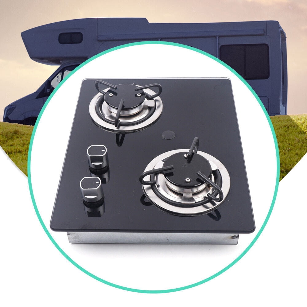 Flkoendmall Gas Camping Stove 2 Burner Countertop Cooktop Gas Cooker