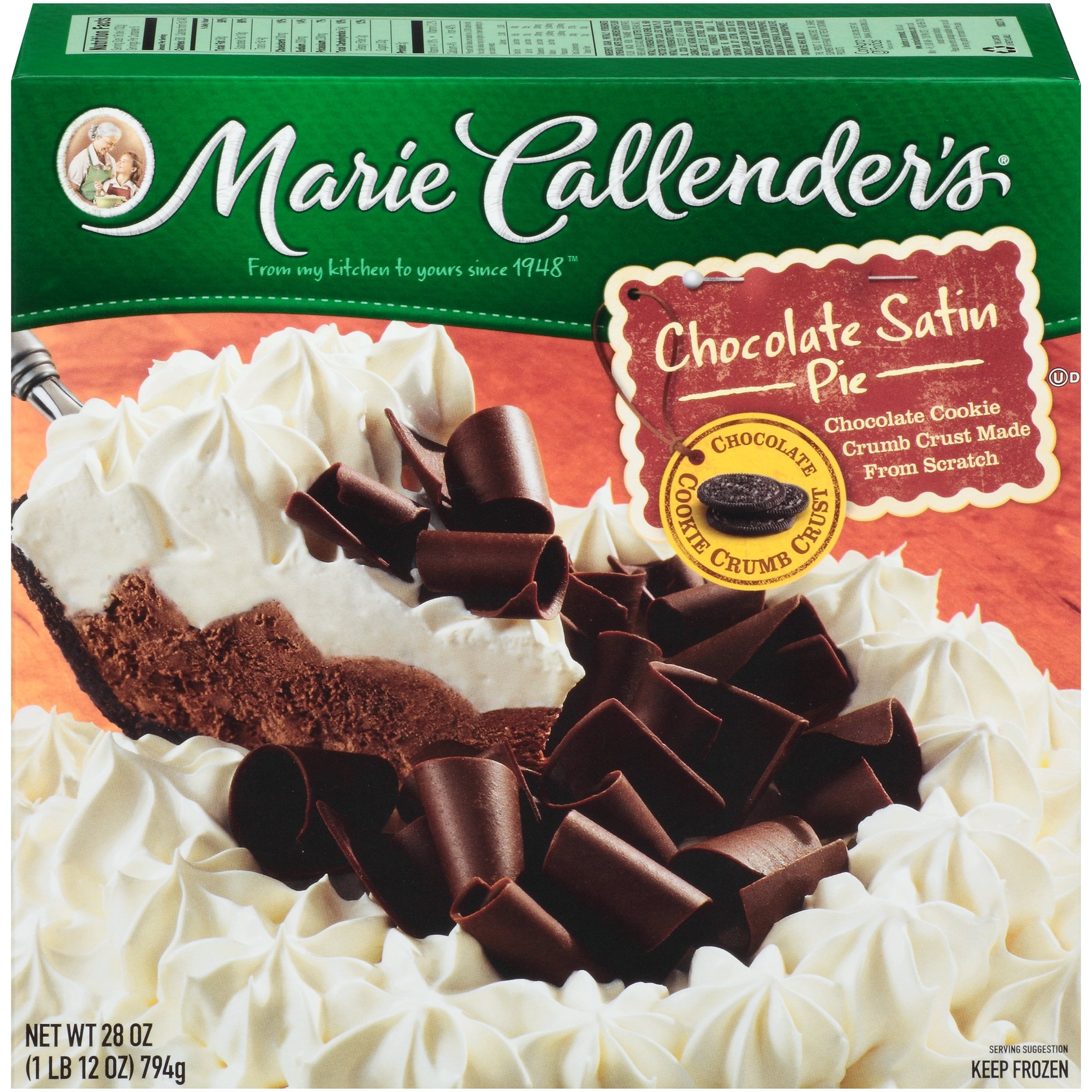 Marie Callender's Frozen Pie Dessert, Chocolate Satin, 28 Ounce