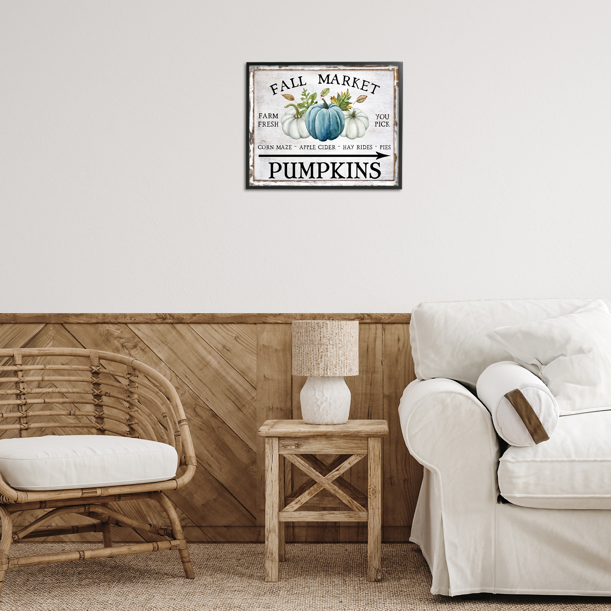 Stupell Industries Fall Market with Arrow Holiday Painting Black Framed Art Prints Wall Art, 20 x 16