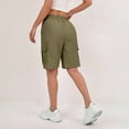 thumbnail image 5 of Mohiass Bermuda Cargo Shorts for Women Knee Length Elastic Waist Long Shorts Summer Baggy Waterproof Hiking Short with Pocket Army Green S, 5 of 6