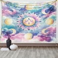 thumbnail image 2 of Ambesonne Sun and Moon Tapestry Wall Hanging, Boho Sky Clouds Lunar, 60"x40", Pale Purple Blue and Cream, 2 of 4