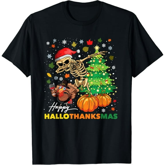 Happy Halloween Thanksgiving Christmas T-Shirt Tee