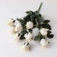 thumbnail image 1 of NEU Retro 9 Heads Artificial Bouquet Rose Silk Flowers(White) White, 1 of 4