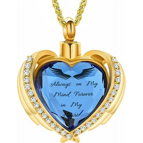 Cremation Jewelry with Crystal Heart Urn Necklace for Ashes Stainless Steel Keepsake Pendant Memorial Urn Jewelry Gifts for Women