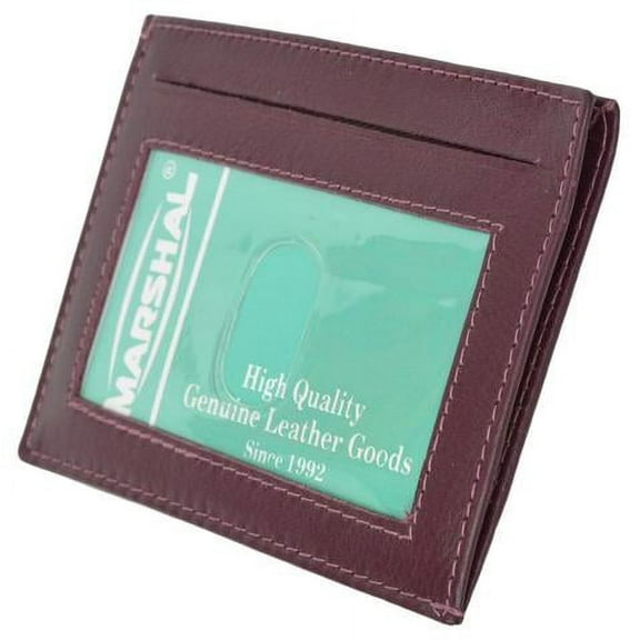 Premium High quality Purple Genuine Leather Slim Simple ID Credit Card Holder Thin Wallet