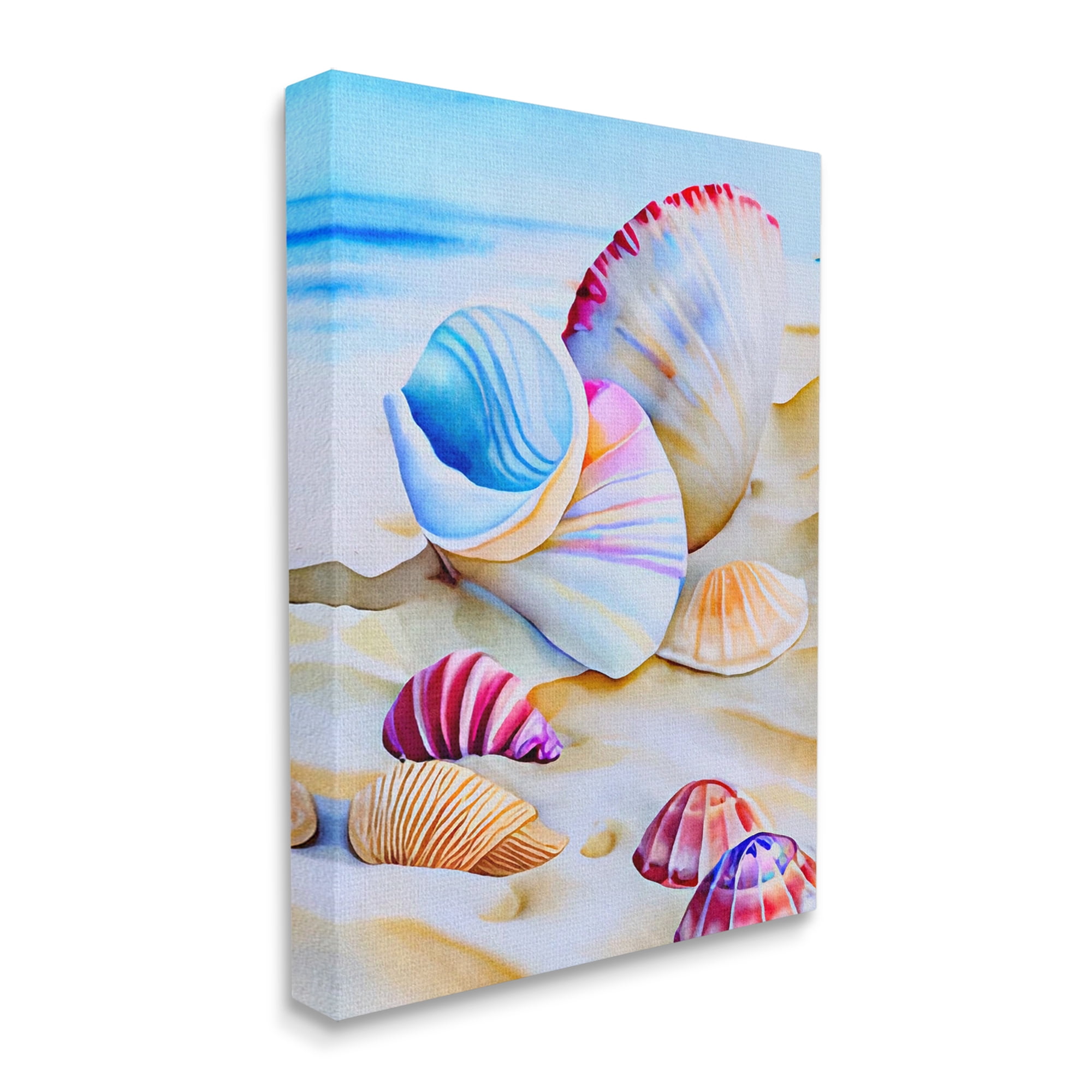 Stupell Industries Vibrant Seashells on Beach Nature Painting Gallery Wrapped Canvas Print Wall Art, 16 x 20