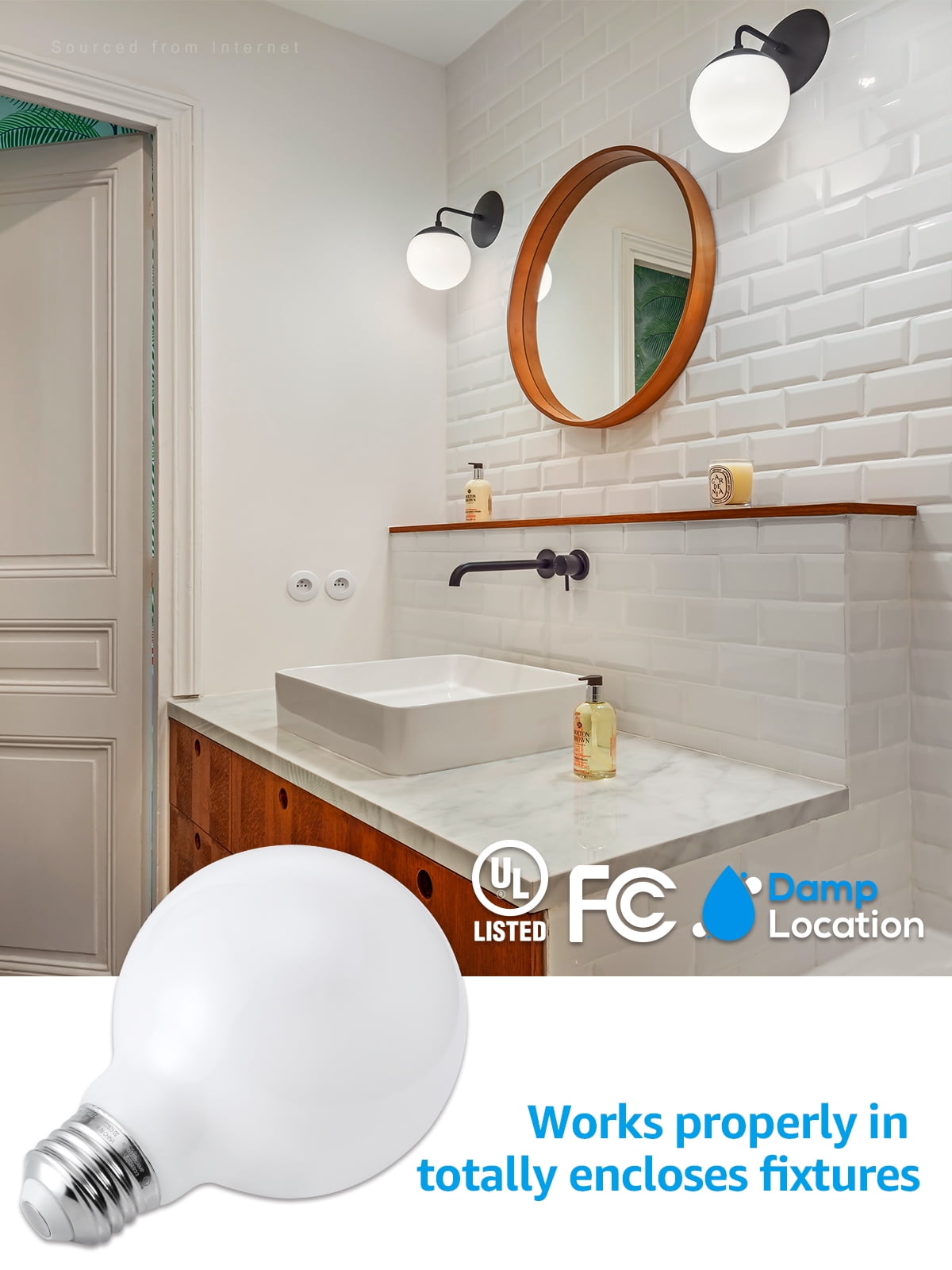 6 Pack Vanity Light Bulbs, 4000K Cool White, Frosted Milky Glass, LED G25  Globe Light Bulbs for Mirror, image size:1200x1600