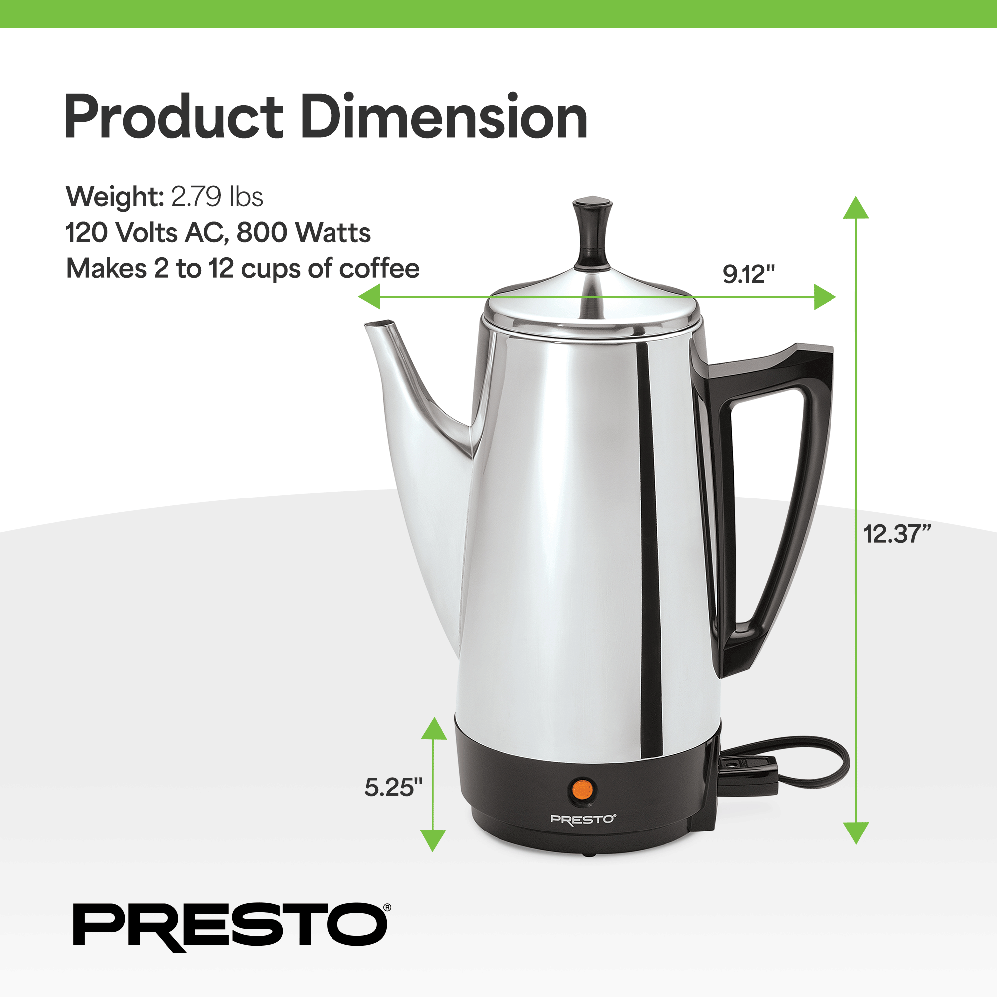 Presto 12-Cup 72 oz. Stainless Steel Coffee Maker photo 4