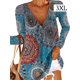 thumbnail image 2 of sweethay Camiseta de mujer Camisa estampada de manga larga Blusa informal con cuello en V de otoño Prendas para la parte del cuerpo Azul 3XL, 2 of 4