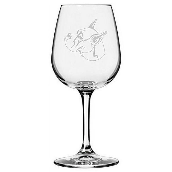 Boxer Dog Themed Etched 12.75oz Libbey Wine Glass