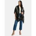 thumbnail image 2 of Time and Tru Women's Polyester Ruana W/ Stripes, One Size, Black, 2 of 4