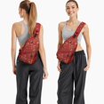 thumbnail image 6 of Sling Backpack,Red Christmas Gingerbread Man Pattern Sling Bag with Water Bottle Holder,Waterproof Sling Bag for Men/Women with Headphone Jack for Hiking,Travel, 6 of 6