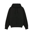 thumbnail image 2 of Frontwalk Mens Sweatshirts Solid Color Hooded Sweatshirt Drawstring Hoodies Men's Warm Pullover Long Sleeve Hoodie Tops Black L, 2 of 3