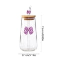 thumbnail image 3 of Vaso de agua de vidrio con tapa y pajita – Vaso térmico de 450 ml para café, té o bebidas frías – Pajita de vidrio reutilizable y funda protectora para el hogar, la oficina o para uso en exteriores., 3 of 6