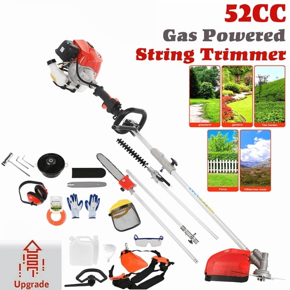Floseru 52CC 2-Stroke Gas Weed Eater, 5 in 1 Gas String Trimmer, High Power Weed Wacker Gas Powe, Upgraded Brush Cutter Hedge Trimmer, Multi Functional Trimming Tools for Lawn, Yard, Garden