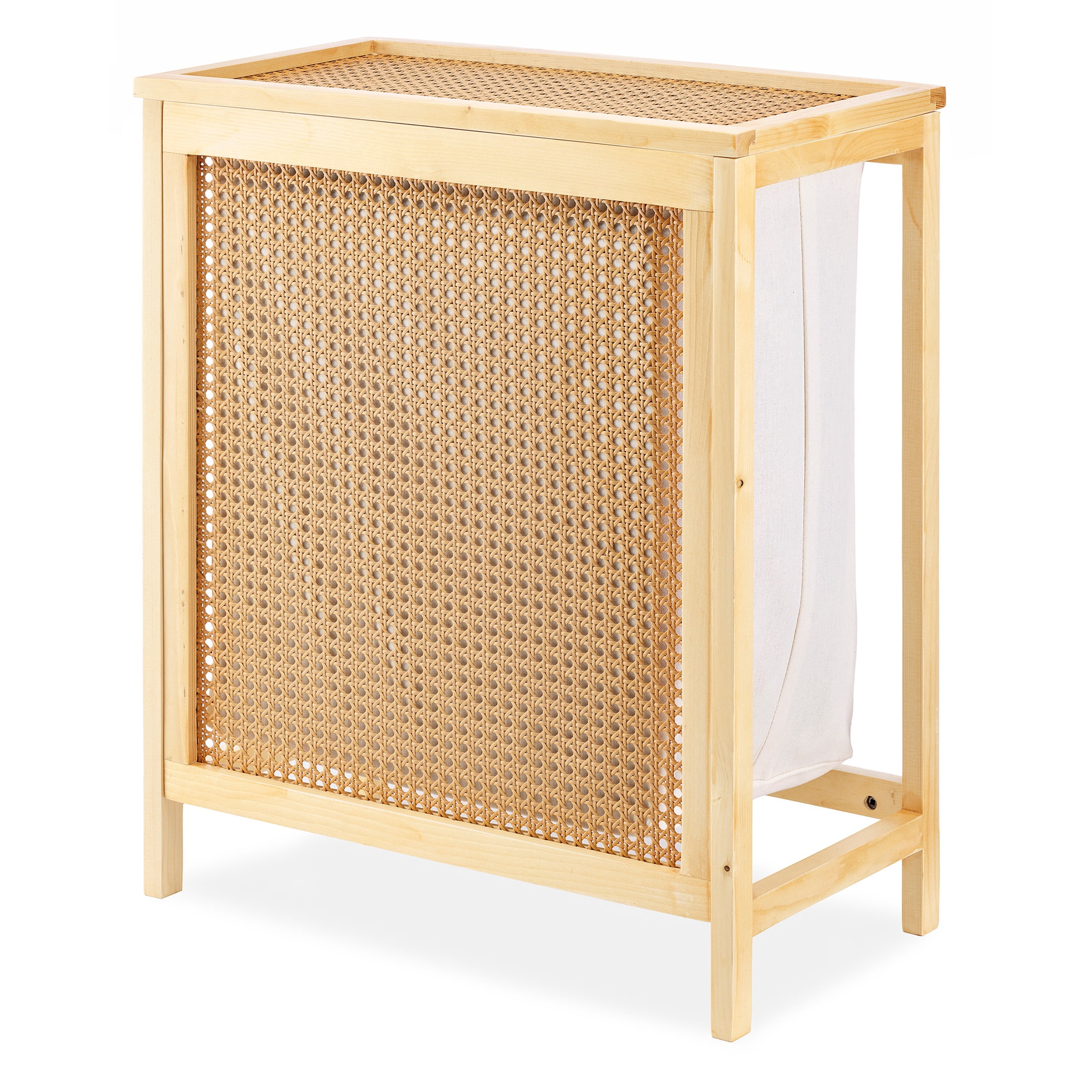Whitmor Faux Rattan Lidded Laundry Basket with Removable Polycotton Liner