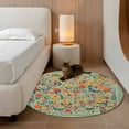 thumbnail image 2 of Round Rug 3.3Ft Washable Non-Slip, Boho Green Flowers Circle Area Rugs for Living Room Bedroom, Spring Abstract Watercolor Floral Leaf Indoor Floor Mats Carpet Runner for Home Decor Aesthetic, 2 of 8