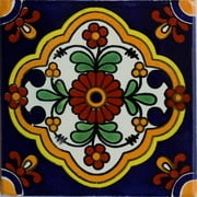6x6 Zarza Talavera Mexican Tile, Set of 4 pcs