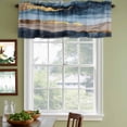 thumbnail image 3 of Navy Blue Marble Curtain Valances for Windows, Kitchen Valance Window Treatments Panel 2 Pack, Ink Painted Artwork Modern Rod Pocket Short Curtains for Bathroom Bedroom 42 x 12 Inch, 3 of 8